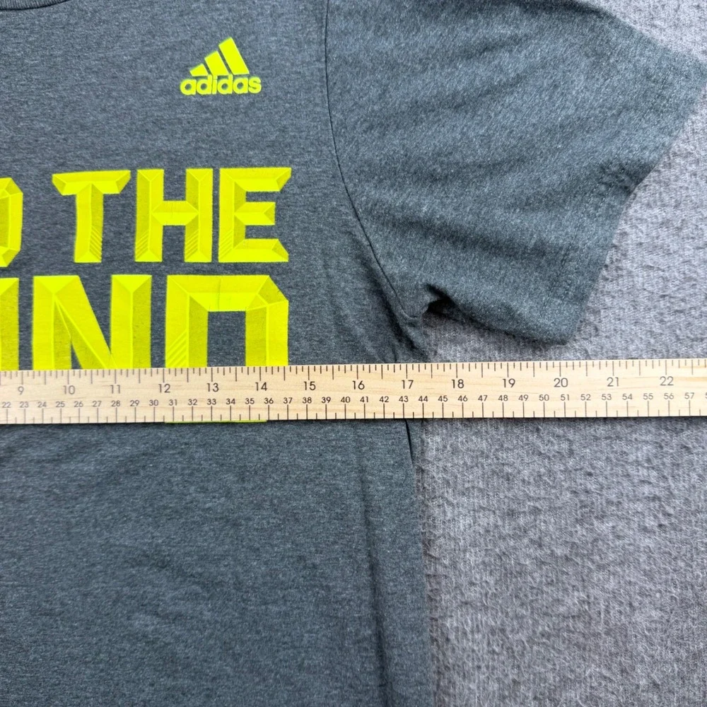 Adidas T-Shirt Men's Small Grey Feed The Grind Graphic Go-To Tee Neon Yellow